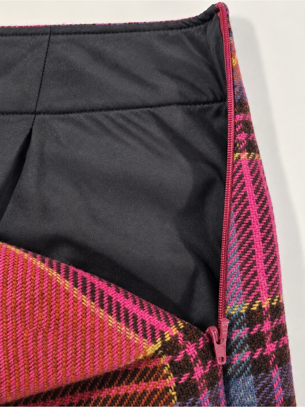 Vintage L.L.Bean Pink Plaid Wool Skirt Size 12 90s Preppy - Picture 5 of 5